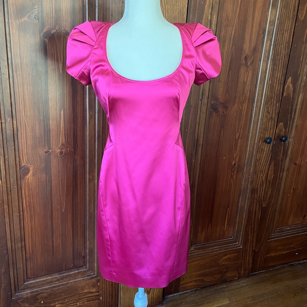 Zac Posen Fuchsia Silk Cap-Sleeve Dress Size 6